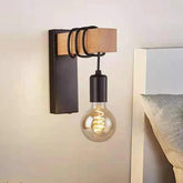 Bulb Wooden Base Industrial Wall Lights - Clowas